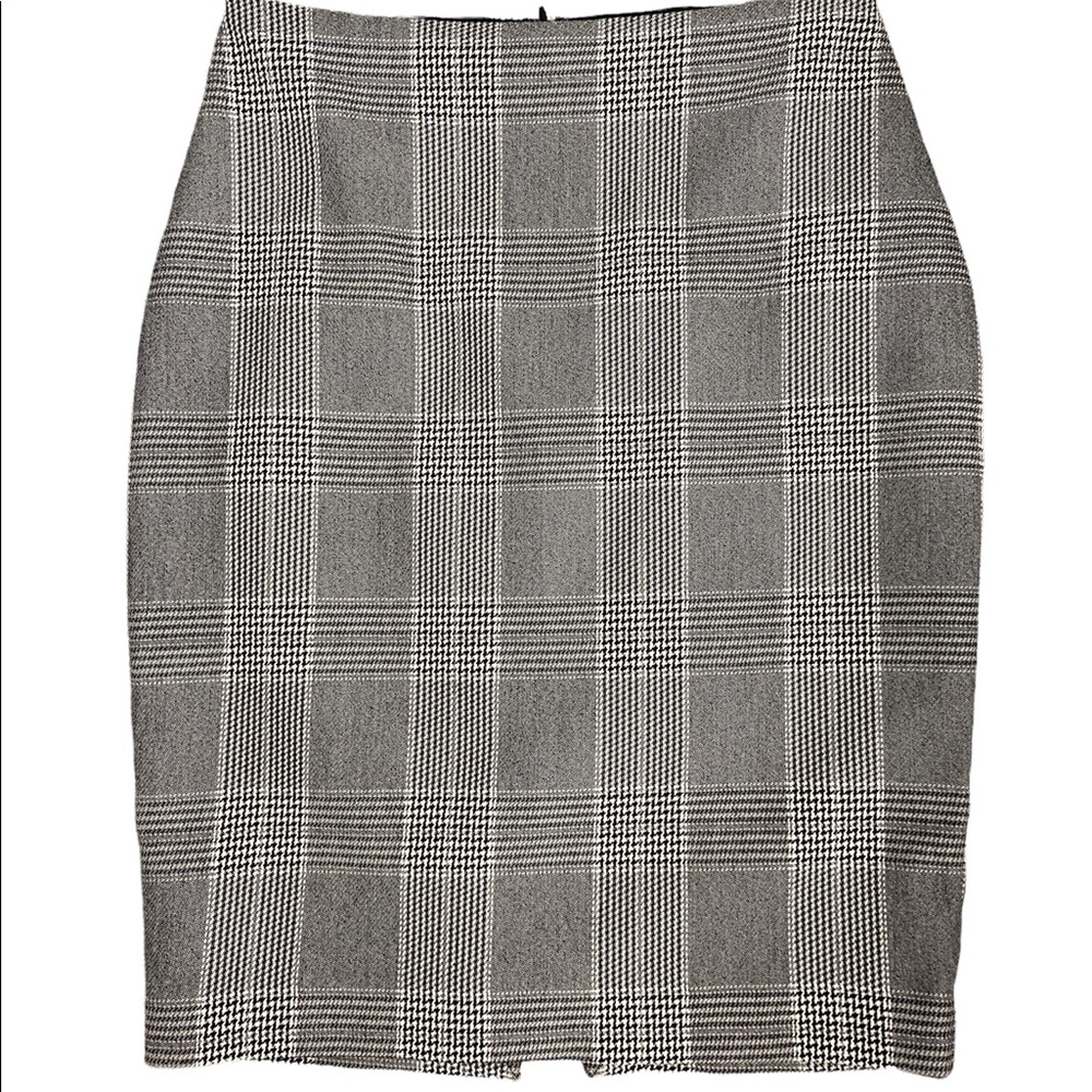 Black and White Plaid Pencil Skirt